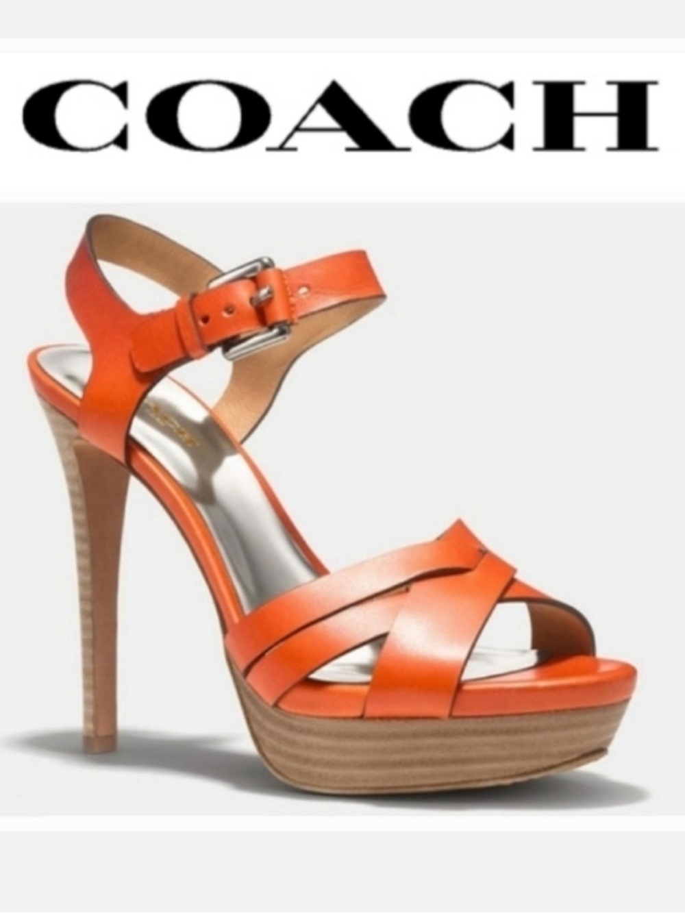 Coach Dani “Papaya” Orange Platform Sandals SZ 8